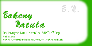 bokeny matula business card